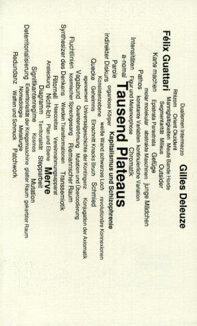 Cover: 9783883960944 | Tausend Plateaus. Kapitalismus und Schizophrenie | Deleuze (u. a.)