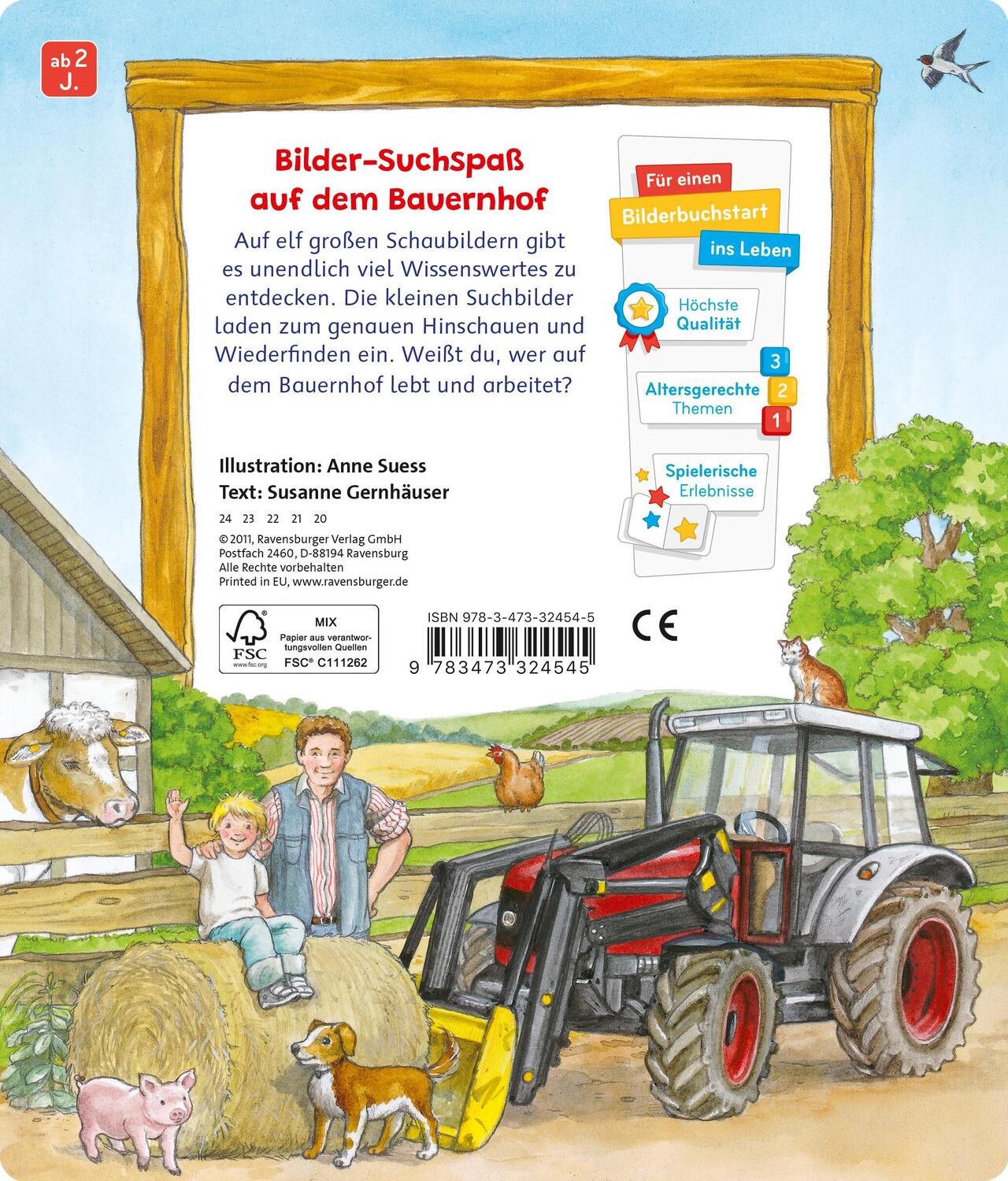 Rückseite: 9783473324545 | Sachen suchen: Auf dem Bauernhof - Wimmelbuch ab 2 Jahren | Gernhäuser
