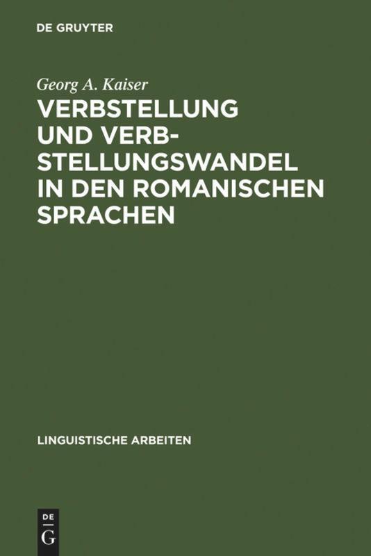 Cover: 9783484304659 | Verbstellung und Verbstellungswandel in den romanischen Sprachen