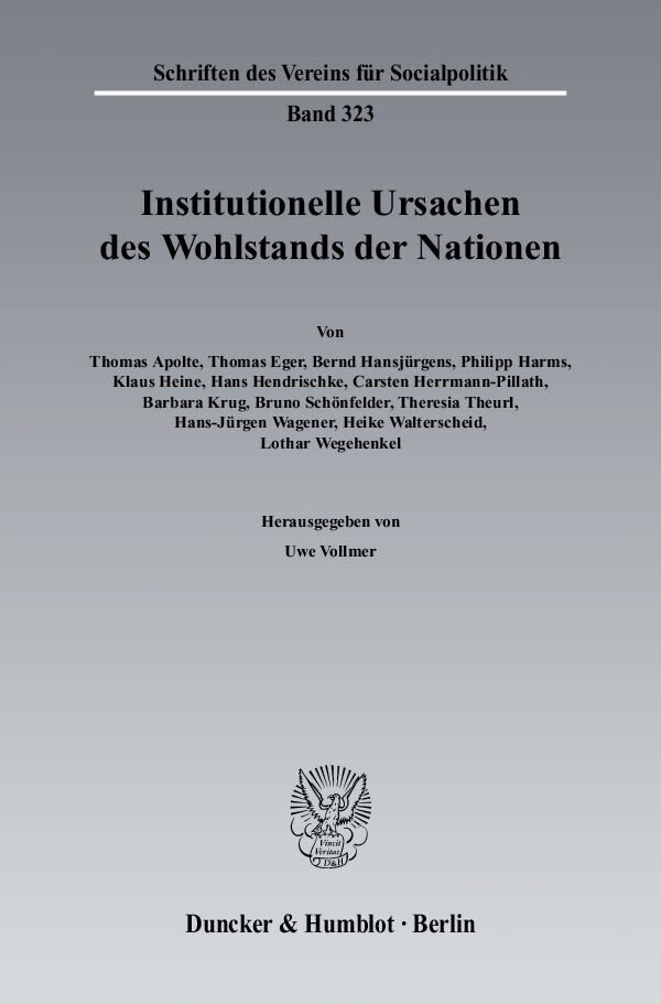 Cover: 9783428131969 | Institutionelle Ursachen des Wohlstands der Nationen. | Uwe Vollmer