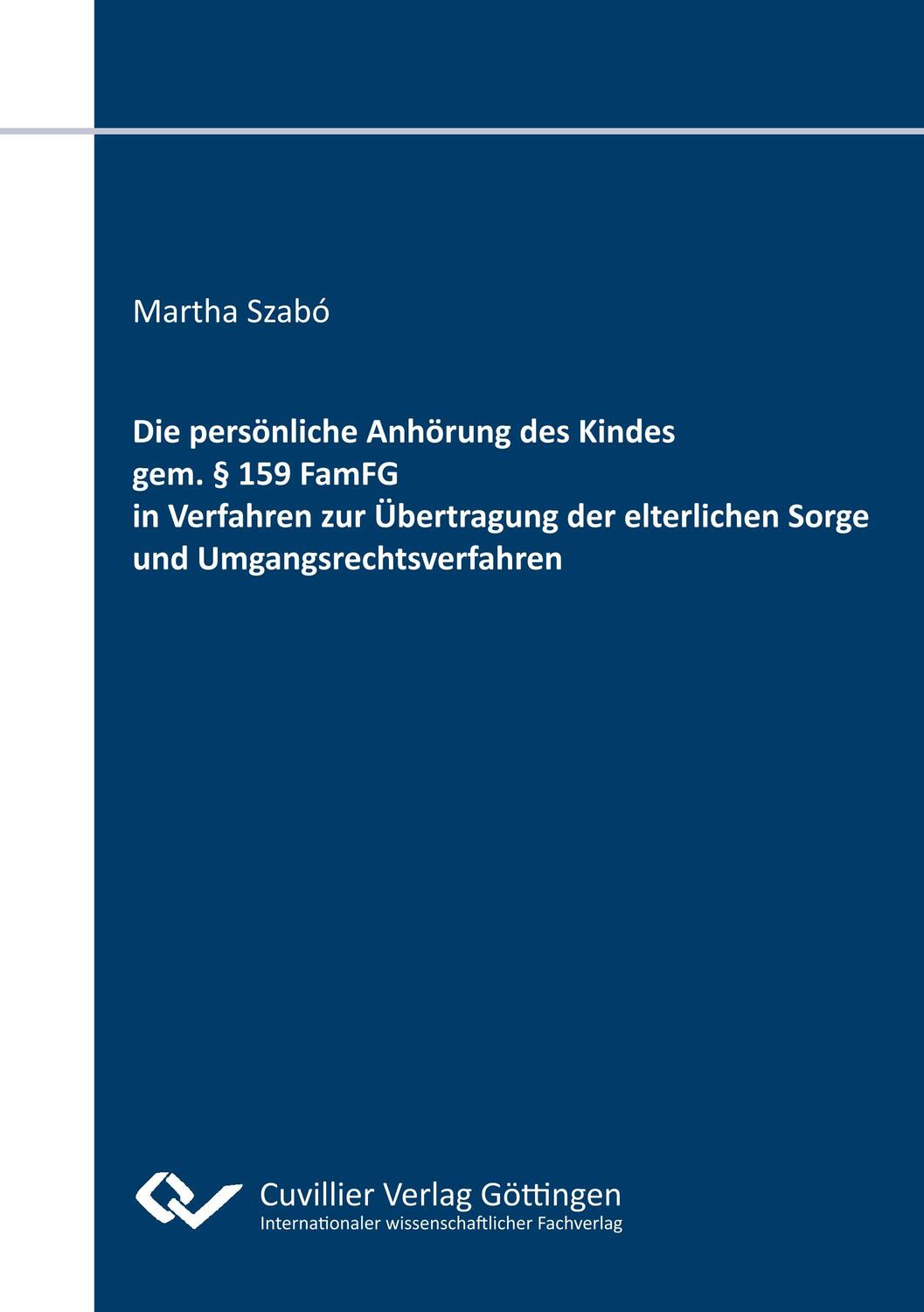 Cover: 9783736970694 | Die persönliche Anhörung des Kindes gem. § 159 FamFG in Verfahren...