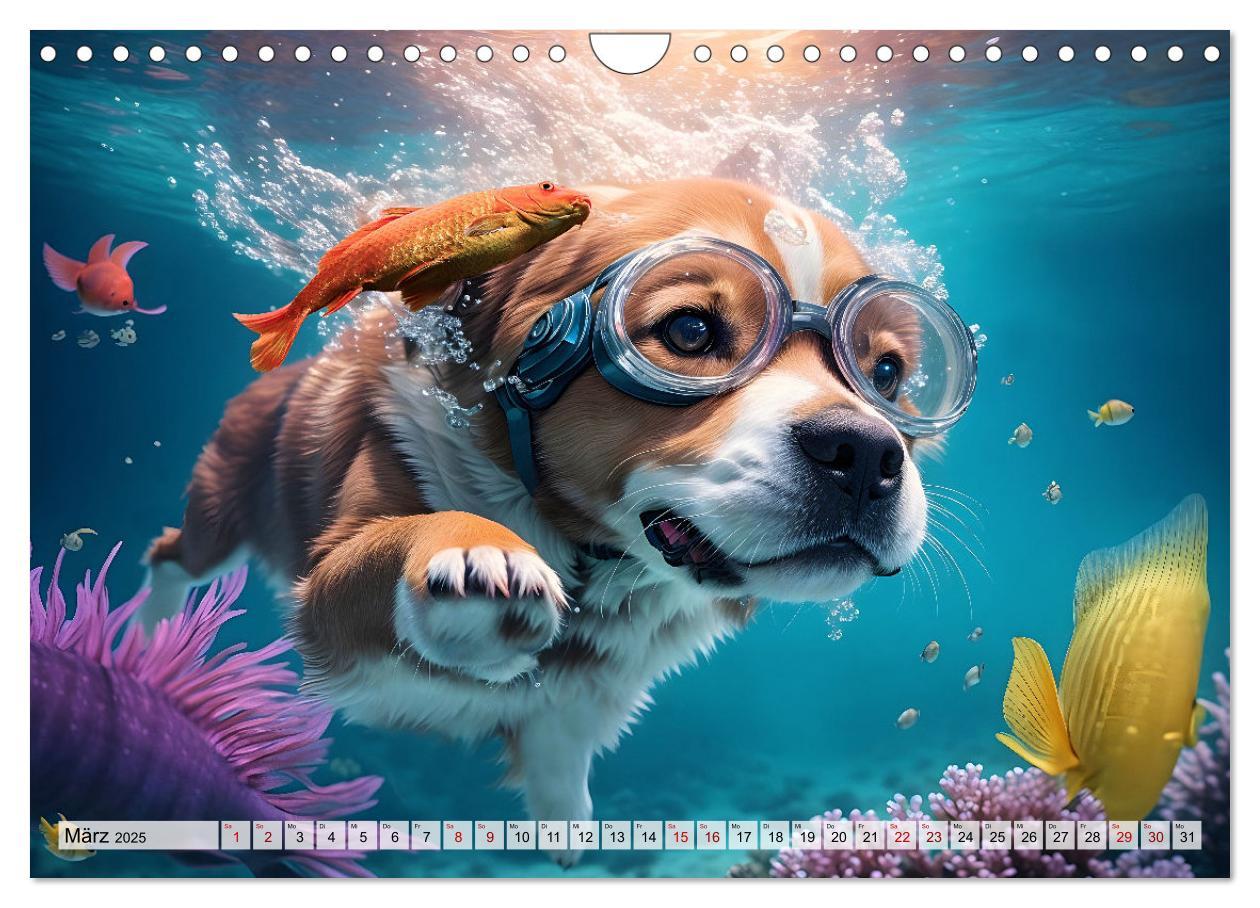 Bild: 9783383845116 | Hunde abgetaucht (Wandkalender 2025 DIN A4 quer), CALVENDO...