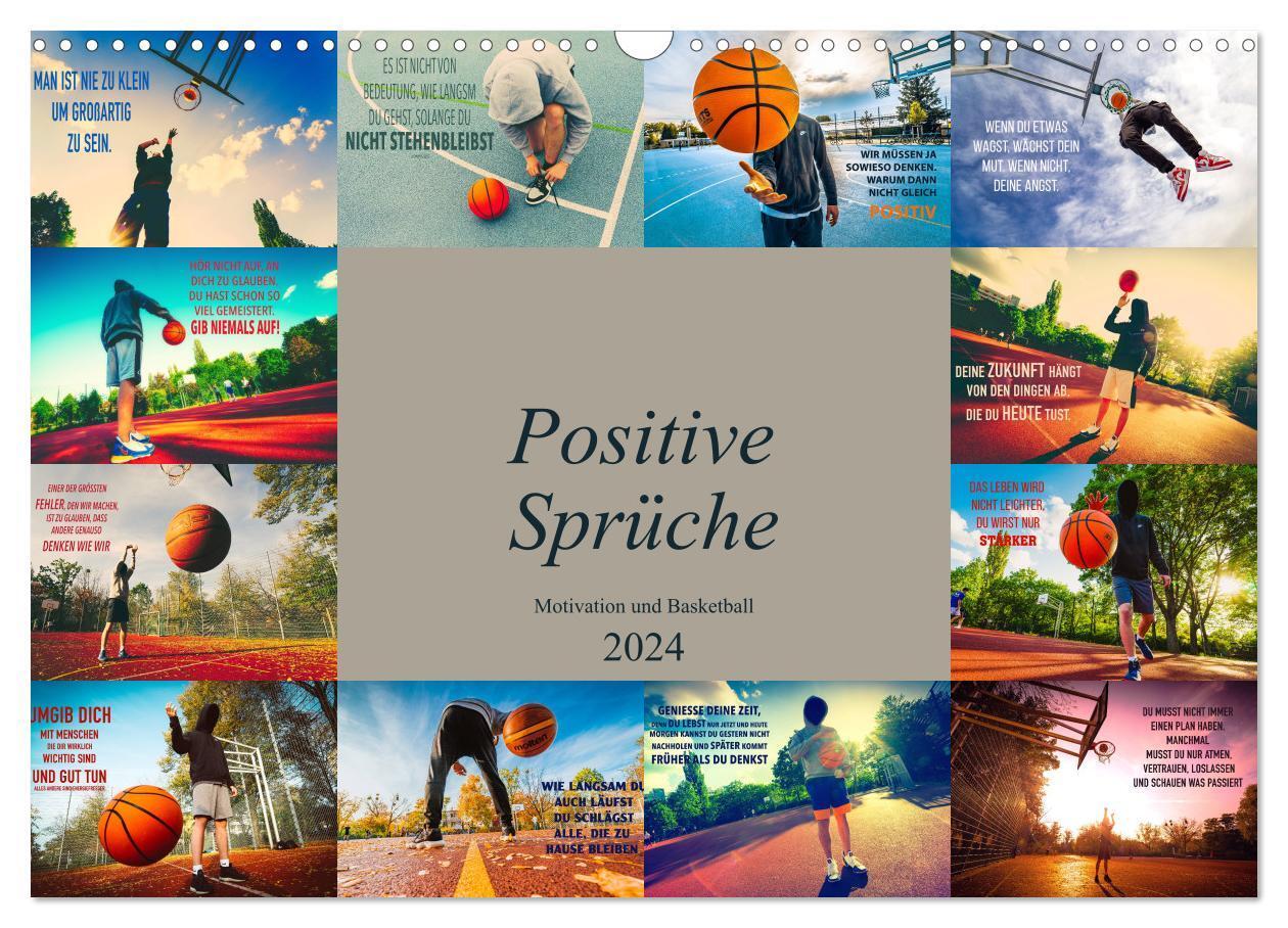 Cover: 9783675556348 | Positive Sprüche - Motivation und Basketball (Wandkalender 2024 DIN...