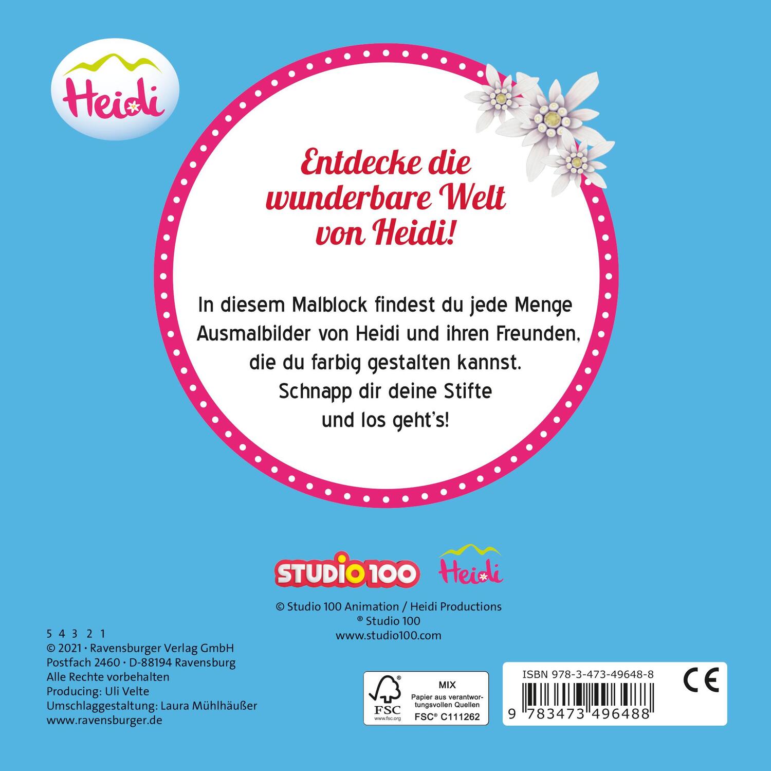 Rückseite: 9783473496488 | Heidi: Mein Malblock | Taschenbuch | Heidi | 80 S. | Deutsch | 2021