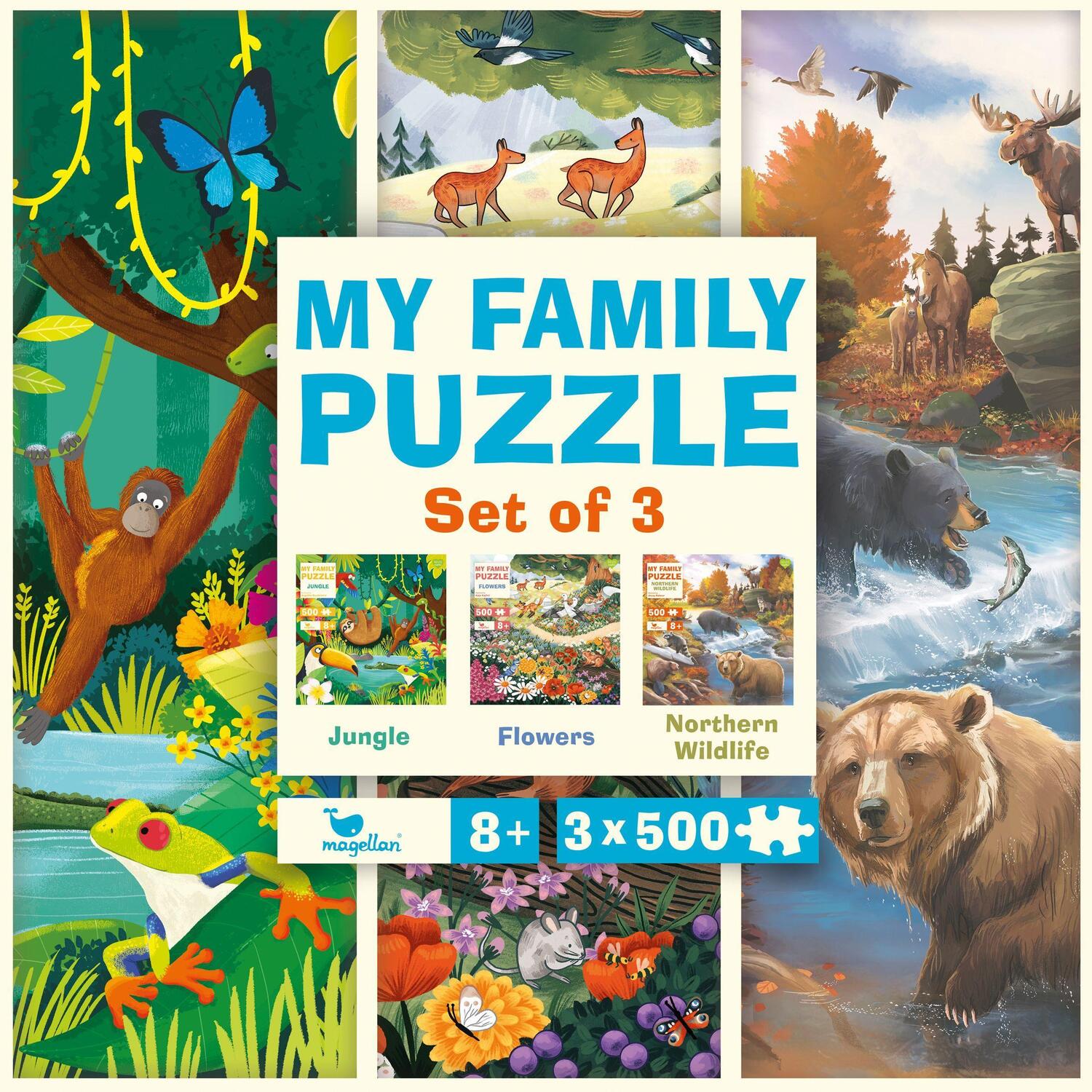 Cover: 4260671131304 | My Family Puzzle - Set of 3 - Jungle, Flowers, Northern Wildlife