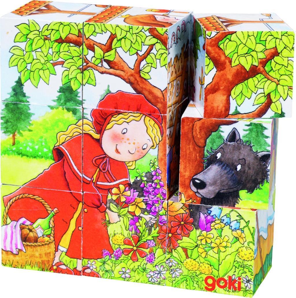 Cover: 4013594575423 | Würfelpuzzle Märchen | 10,5 x 10,5 x 3,5 cm, Holz, 9 Würfel, per Stück