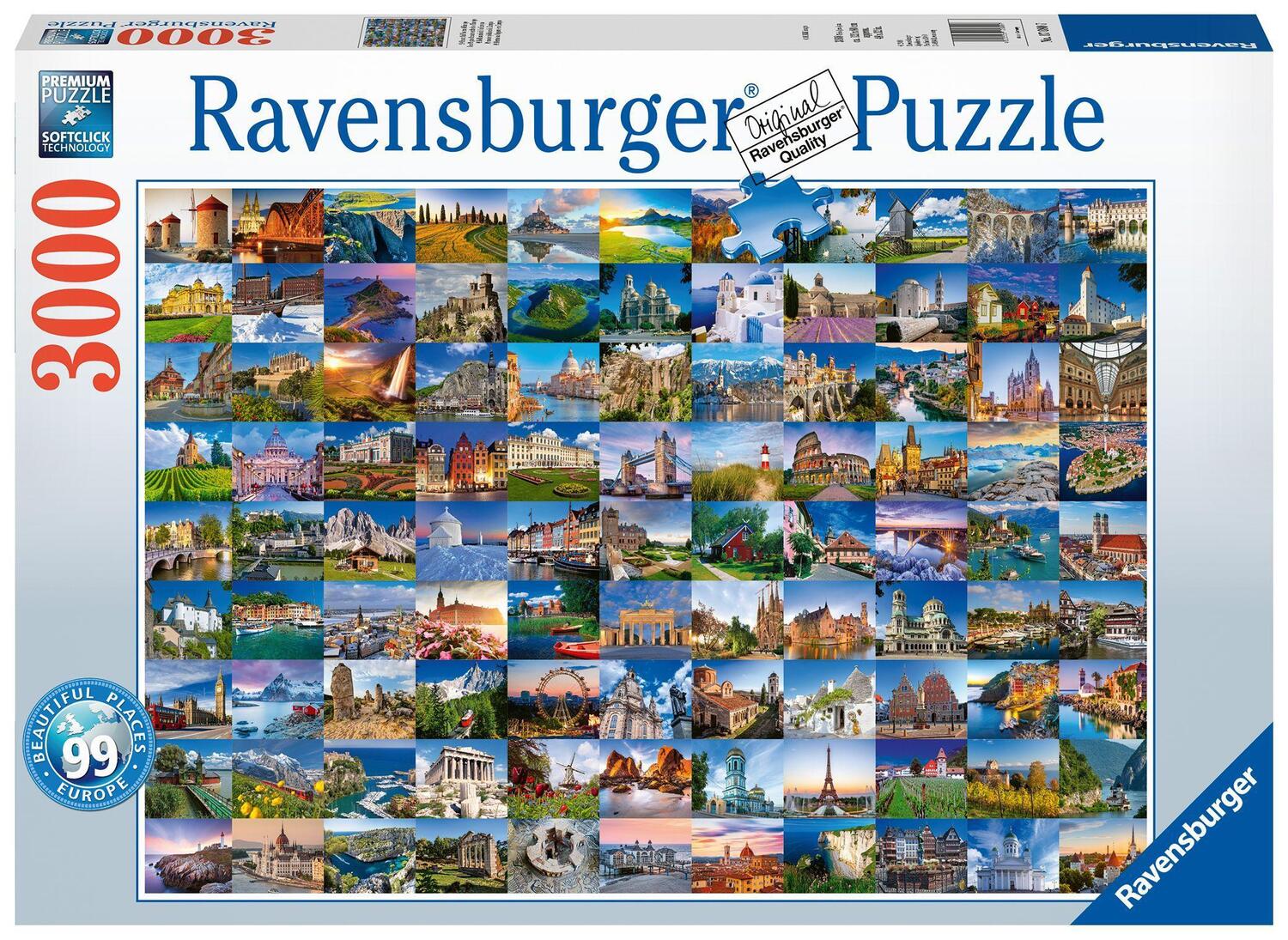 Cover: 4005556170807 | 99 beautiful Places of Europe - Puzzle mit 3000 Teilen | Spiel | 2018