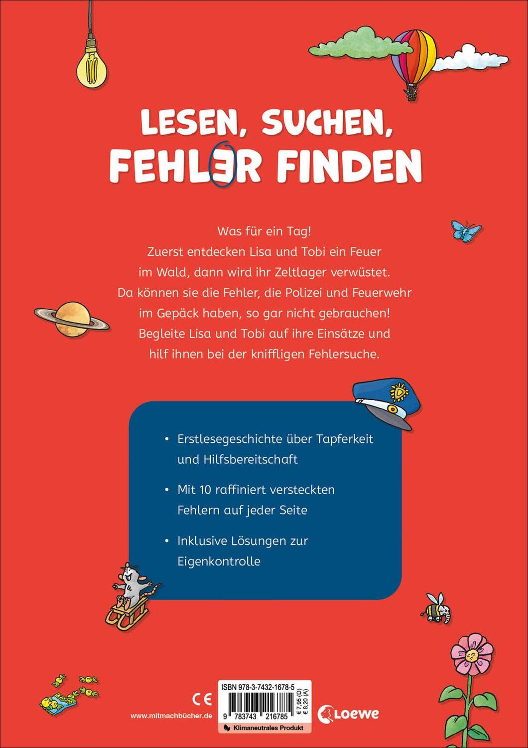 Rückseite: 9783743216785 | Mein Fehler-Such-Buch - Polizei und Feuerwehr | Rätseln | Taschenbuch