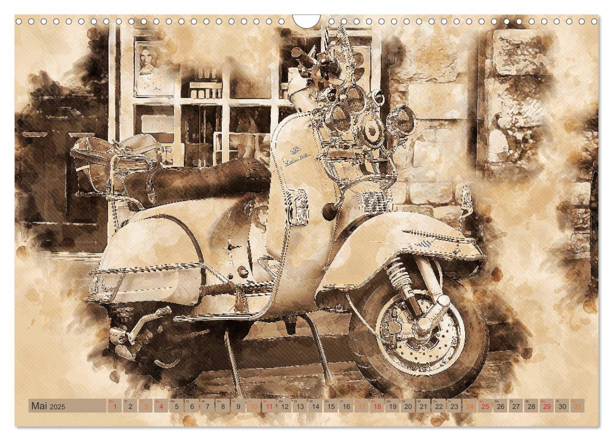 Bild: 9783435153046 | Mototrroller - Vesparade (Wandkalender 2025 DIN A3 quer), CALVENDO...