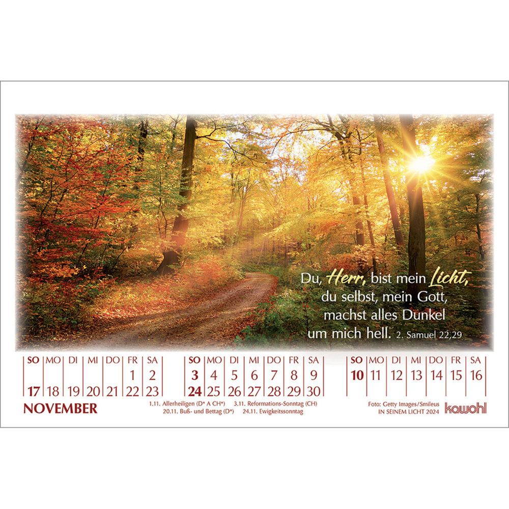Bild: 9783754895047 | In seinem Licht 2024 | Kalender mit Stimmungsbildern und Bibelworten