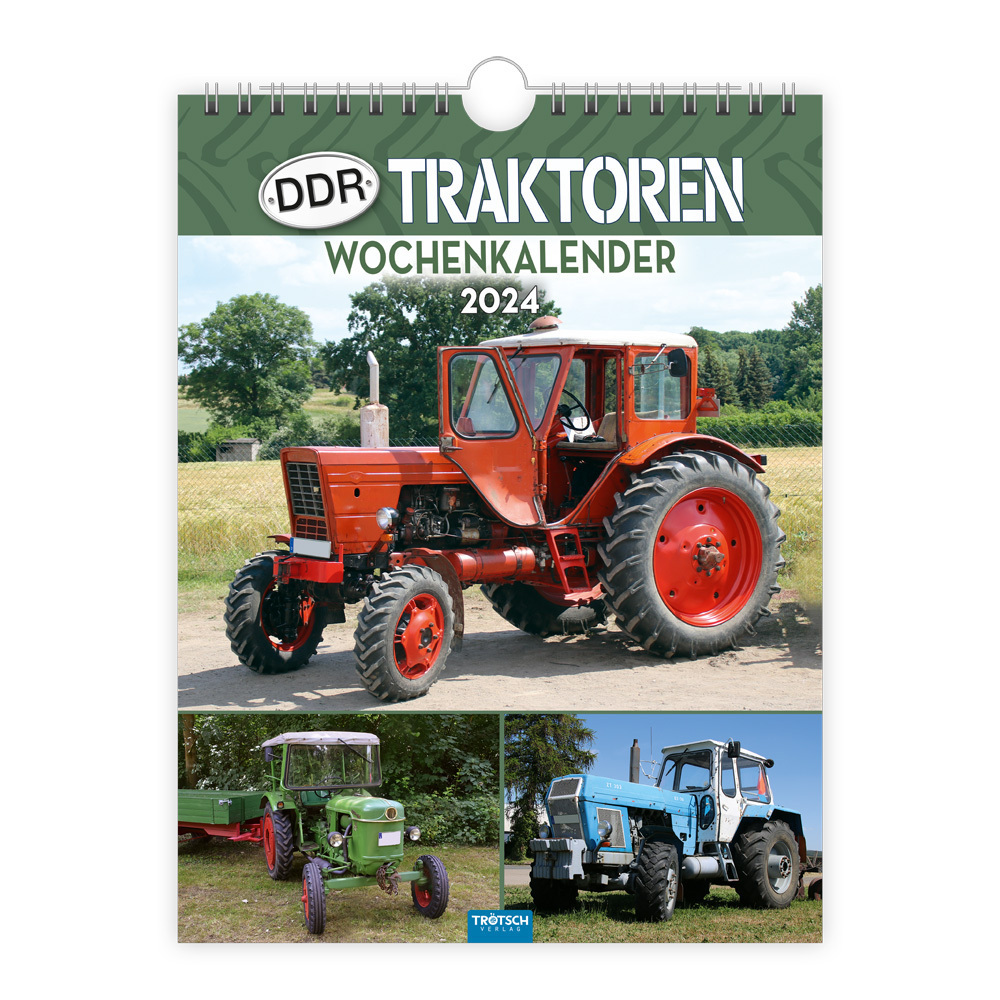 Cover: 9783988020451 | Trötsch Wochenkalender zum Hängen DDR Traktoren 2024 | Wandkalender