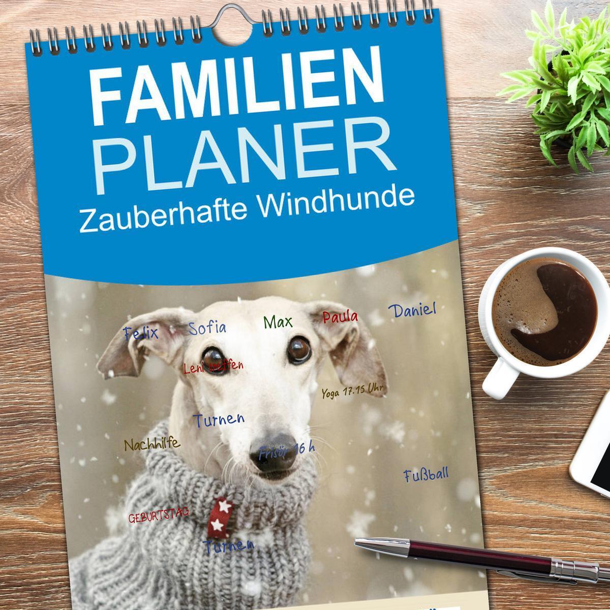 Bild: 9783457114766 | Familienplaner 2025 - Zauberhafte Windhunde mit 5 Spalten...