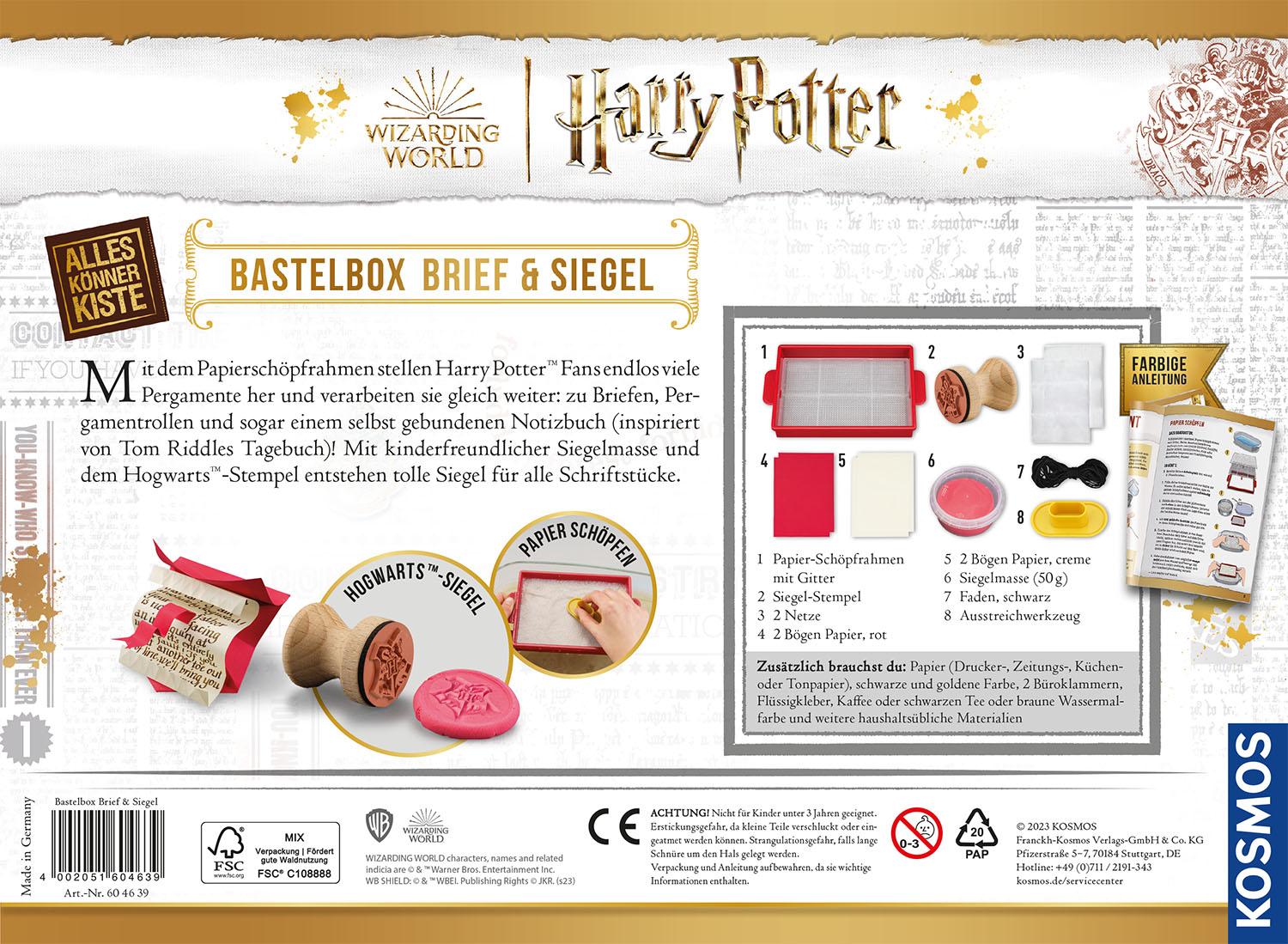 Rückseite: 4002051604639 | Harry Potter - Brief &amp; Siegel | Bastel-Set | Spiel | 604639 | Deutsch