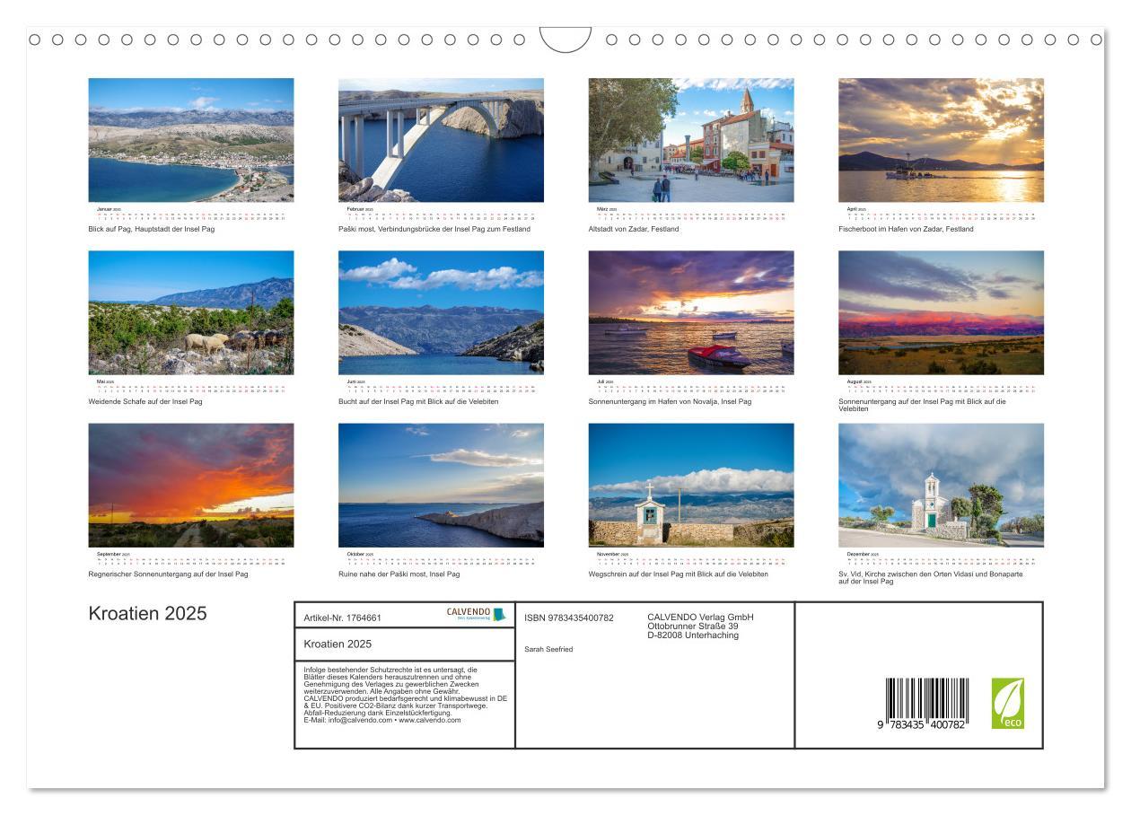 Bild: 9783435400782 | Kroatien 2025 (Wandkalender 2025 DIN A3 quer), CALVENDO Monatskalender