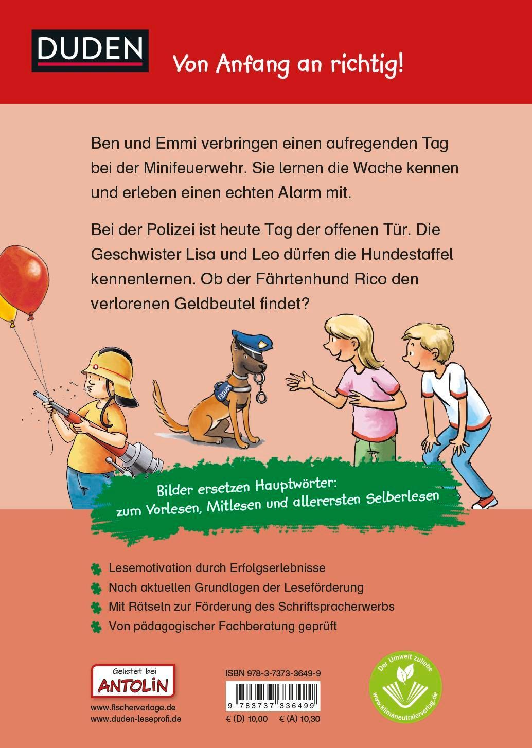 Rückseite: 9783737336499 | Duden Leseprofi - Mit Bildern lesen lernen: Einsatz bei Feuerwehr...