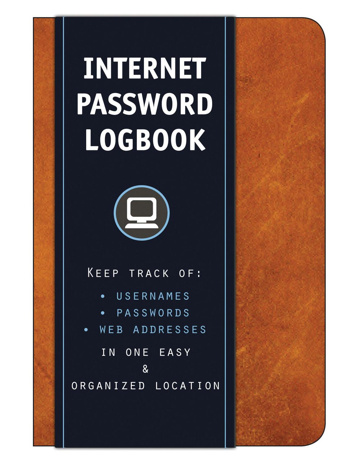 Cover: 9781631061943 | Internet Password Logbook (Cognac Leatherette) | Editors of Rock Point