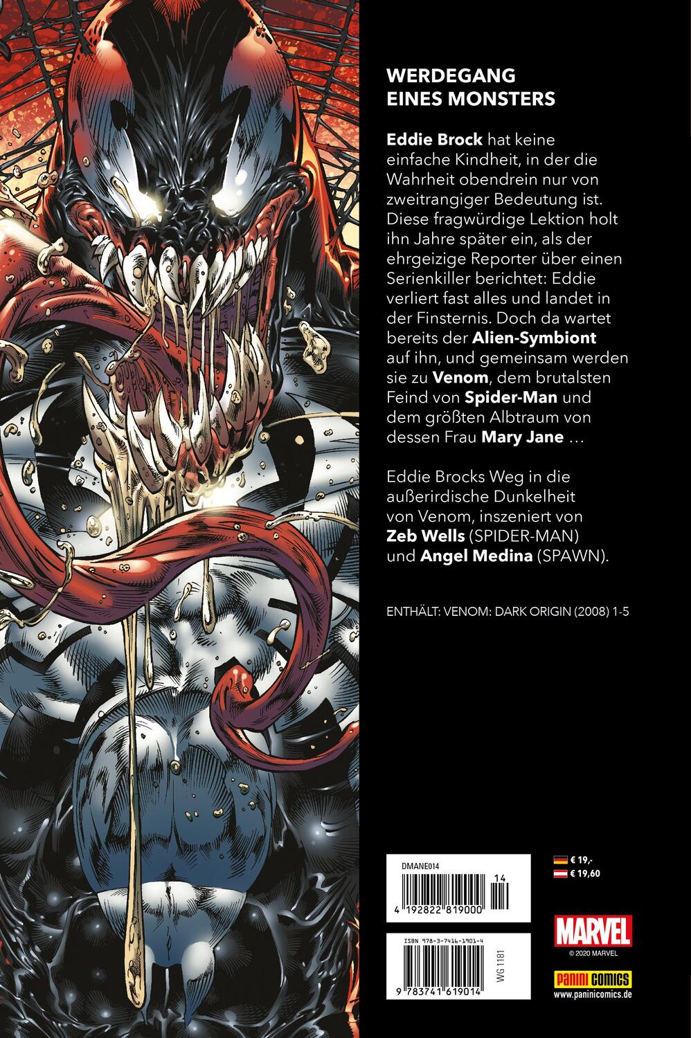 Rückseite: 9783741619014 | Marvel Must-Have: Venom: Dark Origin | Zeb Wells (u. a.) | Buch | 2020