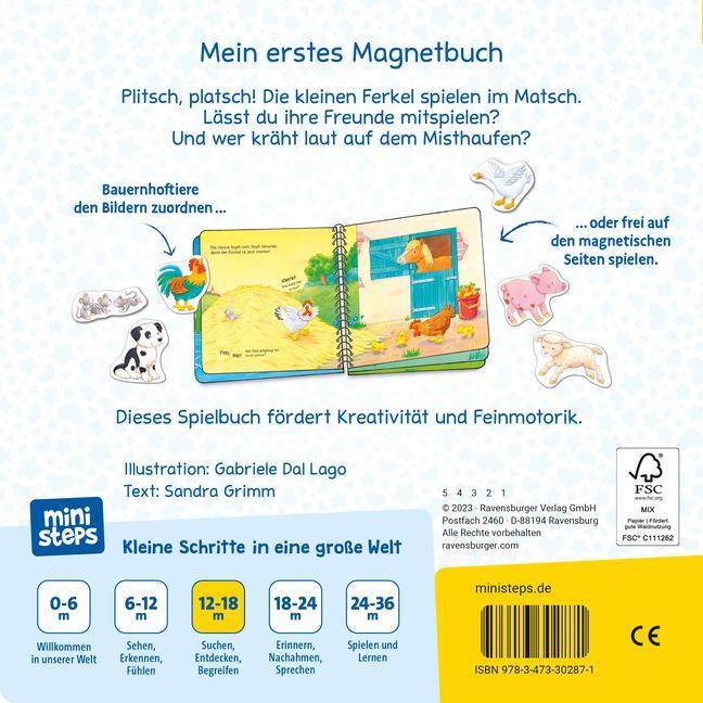 Bild: 9783473302871 | ministeps: Mein erstes Magnetbuch: Wer spielt mit wem? Bauernhoftiere