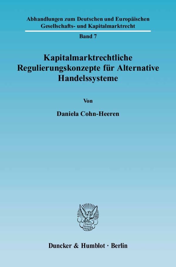 Cover: 9783428117796 | Kapitalmarktrechtliche Regulierungskonzepte für Alternative...