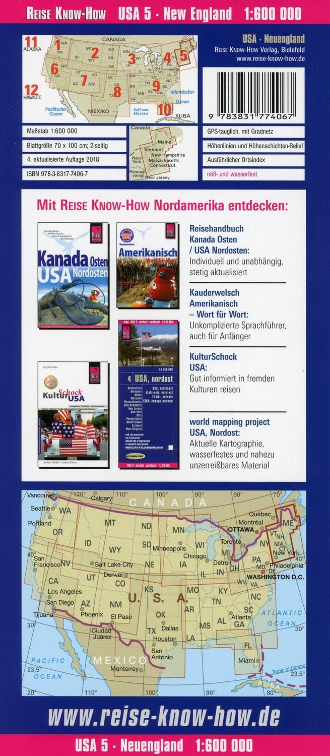 Bild: 9783831774067 | World Mapping Project USA 05 Neuengland 1 : 600 000 | (Land-)Karte