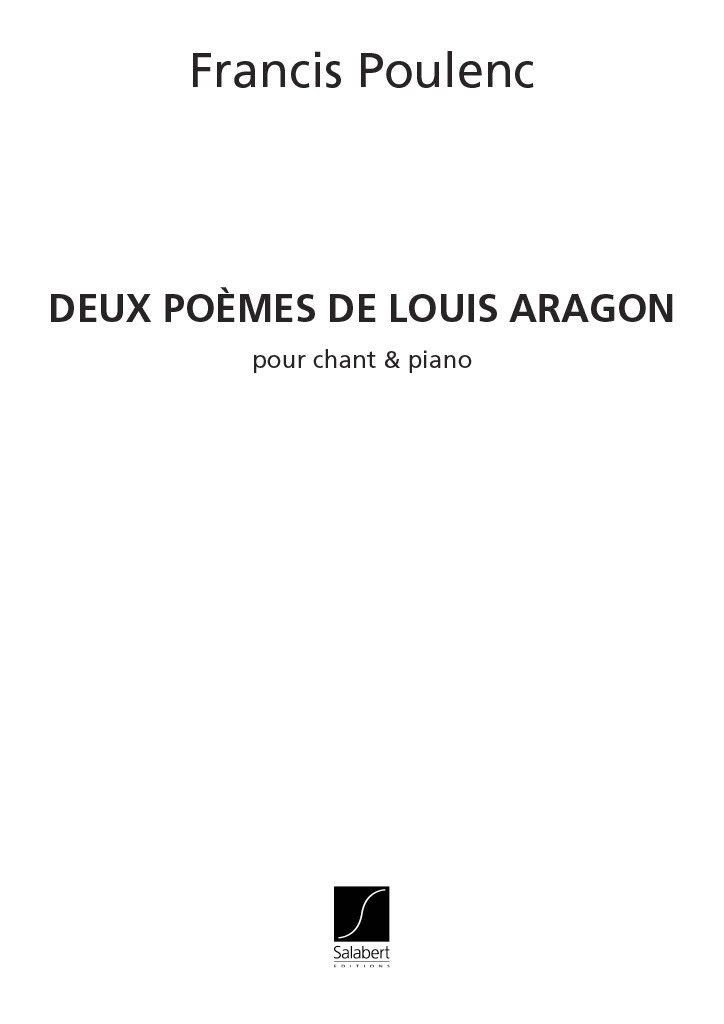 Cover: 9790048003415 | 2 Poemes De Louis Aragon | Francis Poulenc | Partitur | 1986