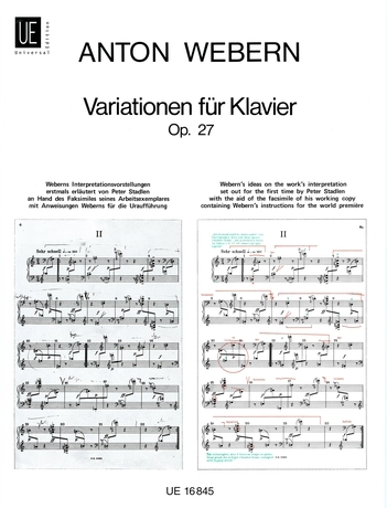 Cover: 9790008042416 | Variazioni Op.27 | op. 27. für Klavier. | A. Webern | Buch | Deutsch
