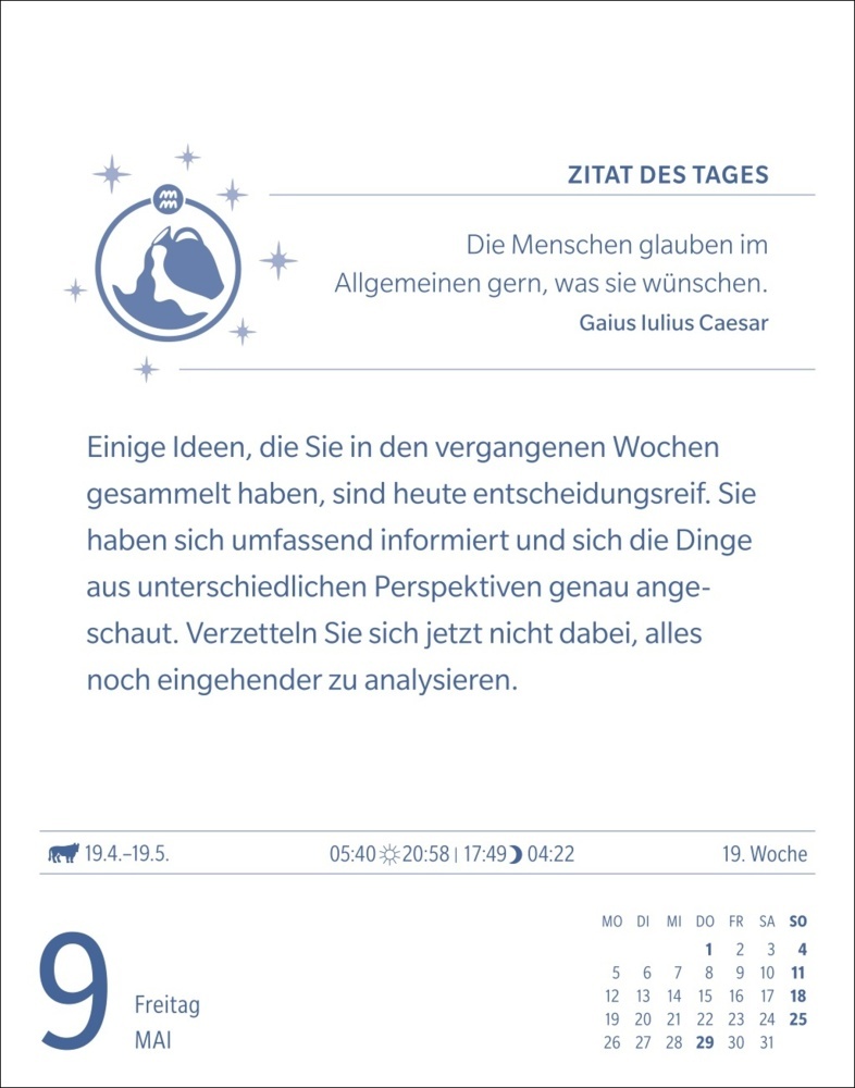 Bild: 9783840033650 | Wassermann Sternzeichenkalender 2025 - Tagesabreißkalender - Ihr...