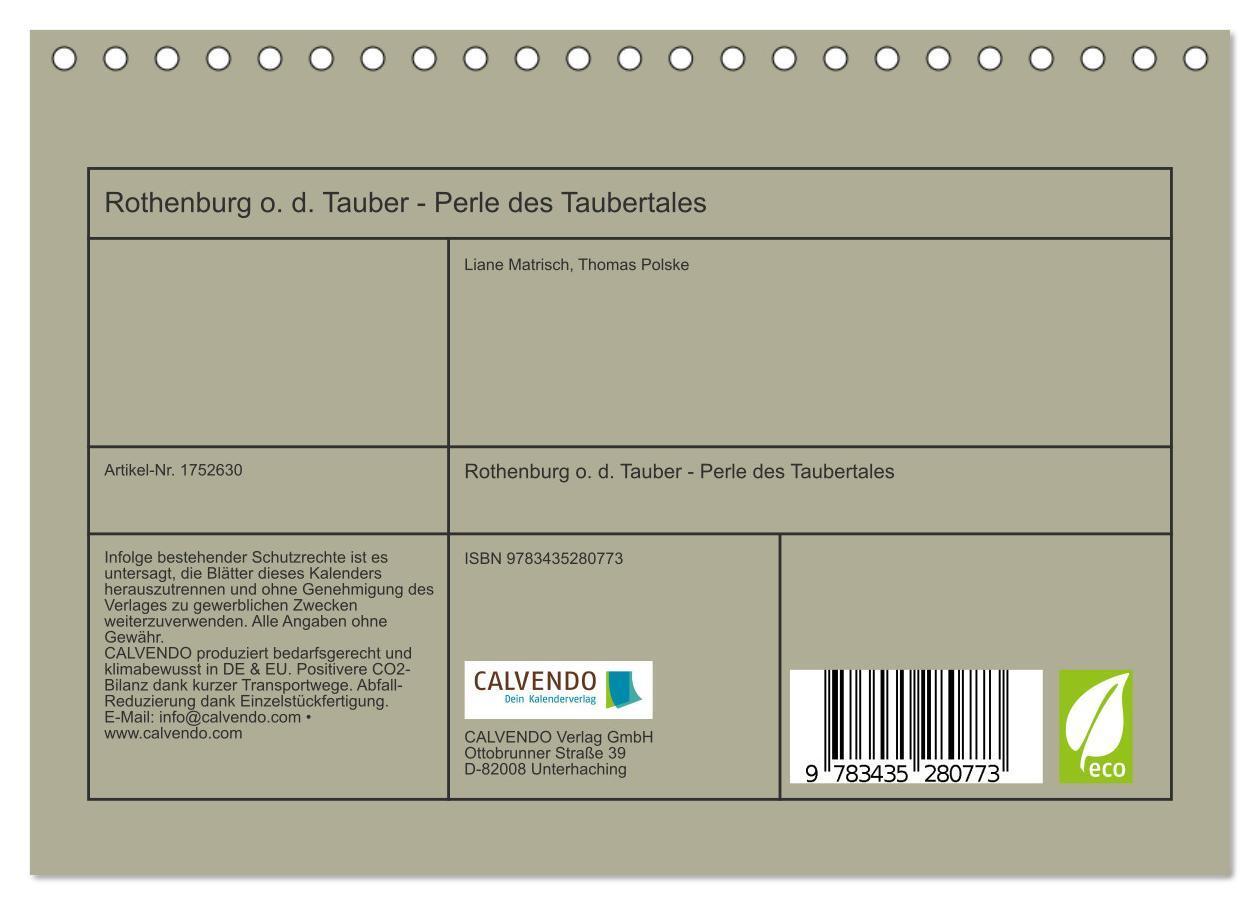 Bild: 9783435280773 | Rothenburg o. d. Tauber - Perle des Taubertales (Tischkalender 2025...