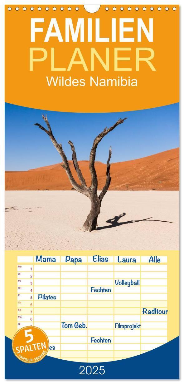 Cover: 9783457114551 | Familienplaner 2025 - Wildes Namibia mit 5 Spalten (Wandkalender,...