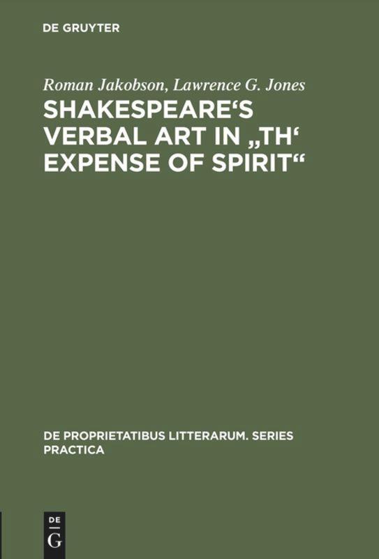 Cover: 9789027905123 | Shakespeare's Verbal Art in "Th' Expense of Spirit" | Jones (u. a.)