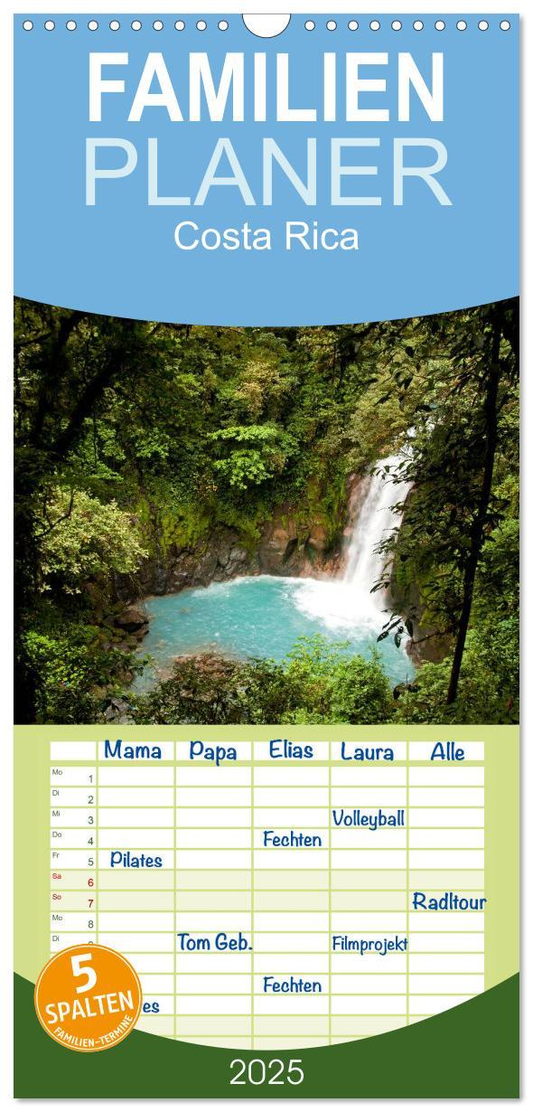 Cover: 9783457126639 | Familienplaner 2025 - Costa Rica mit 5 Spalten (Wandkalender, 21 x...