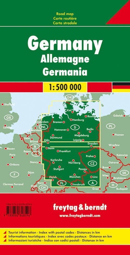 Rückseite: 9783850848596 | Deutschland, Straßenkarte 1:500.000, freytag & berndt | KG | Deutsch