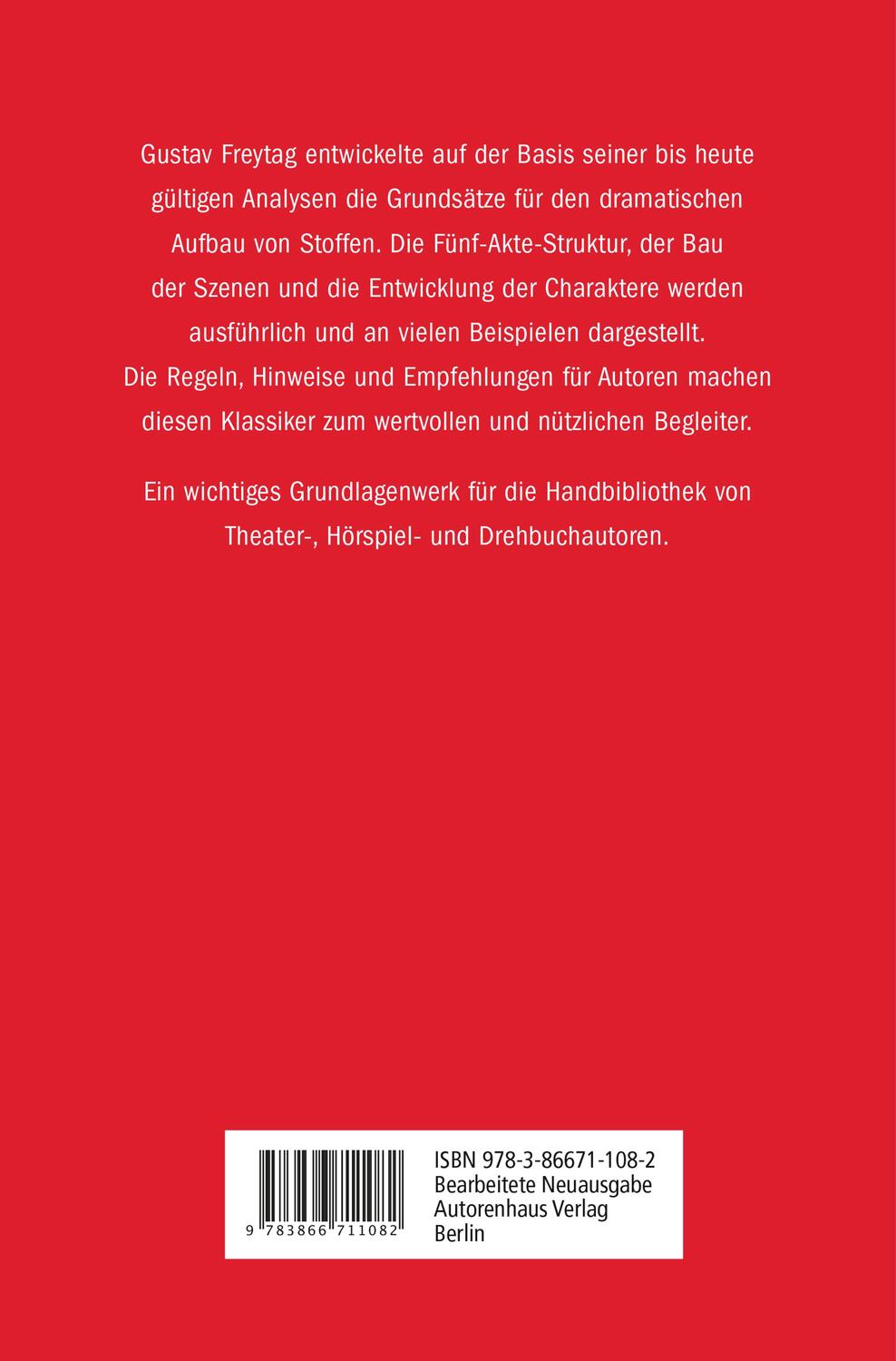 Rückseite: 9783866711082 | Die Technik des Dramas | Gustav Freytag | Taschenbuch | 296 S. | 2012