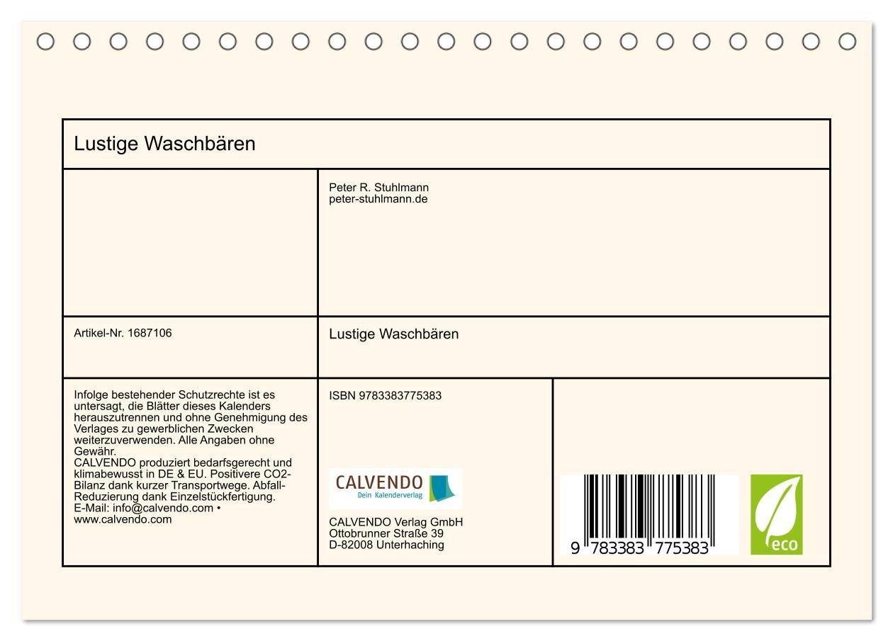 Bild: 9783383775383 | Lustige Waschbären (Tischkalender 2025 DIN A5 quer), CALVENDO...