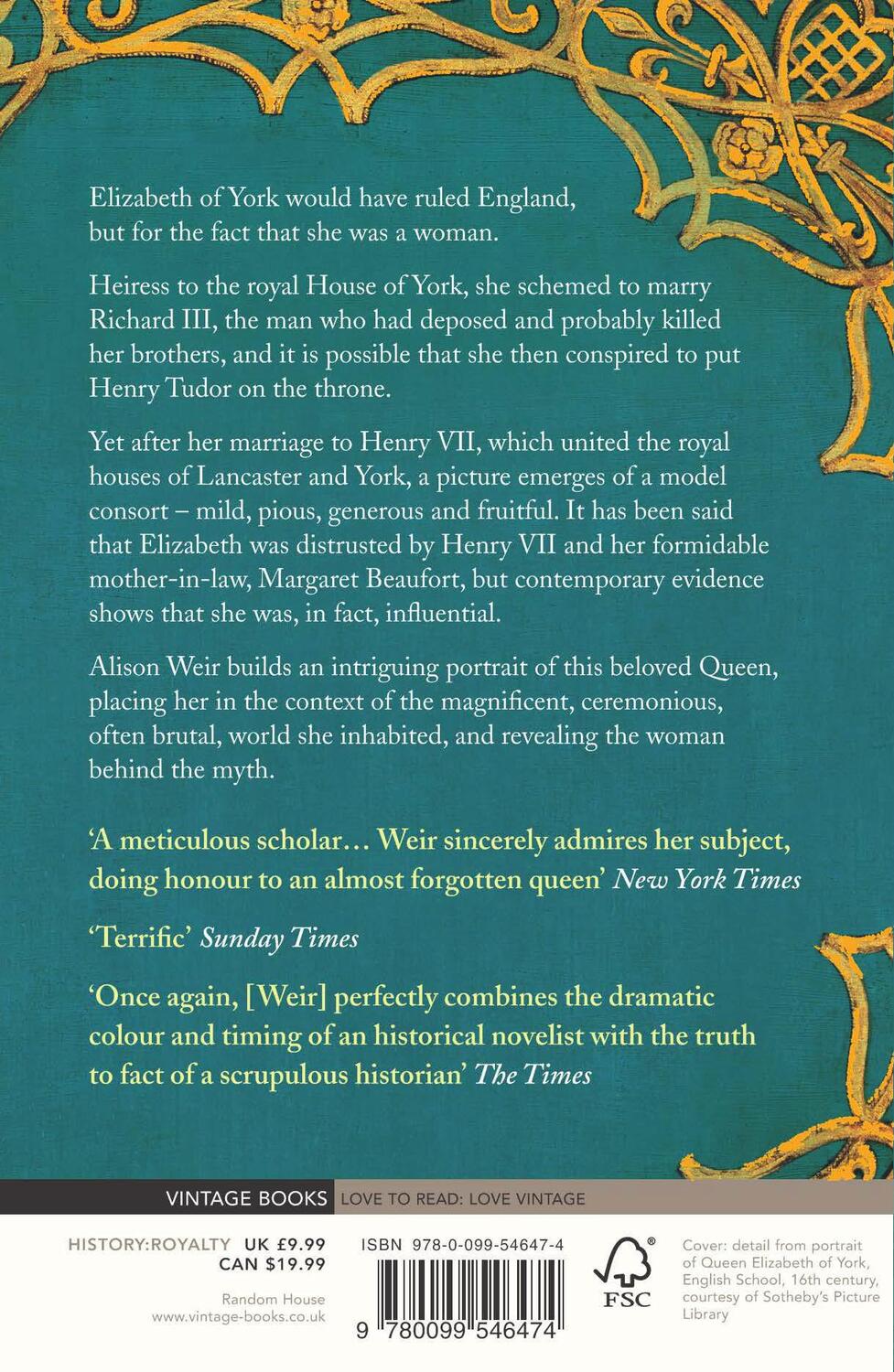 Rückseite: 9780099546474 | Elizabeth of York | The First Tudor Queen | Alison Weir | Taschenbuch