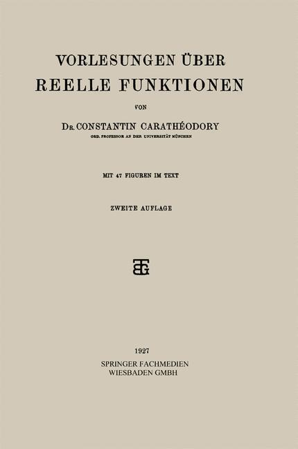 Cover: 9783663152057 | Vorlesungen Über Reelle Funktionen | Constantin Carathéodory | Buch
