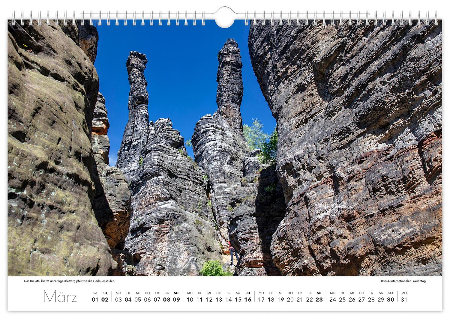 Bild: 9783910680517 | Kalender Sächsische Schweiz 2025 | 45 x 30 cm weißes Kalendarium