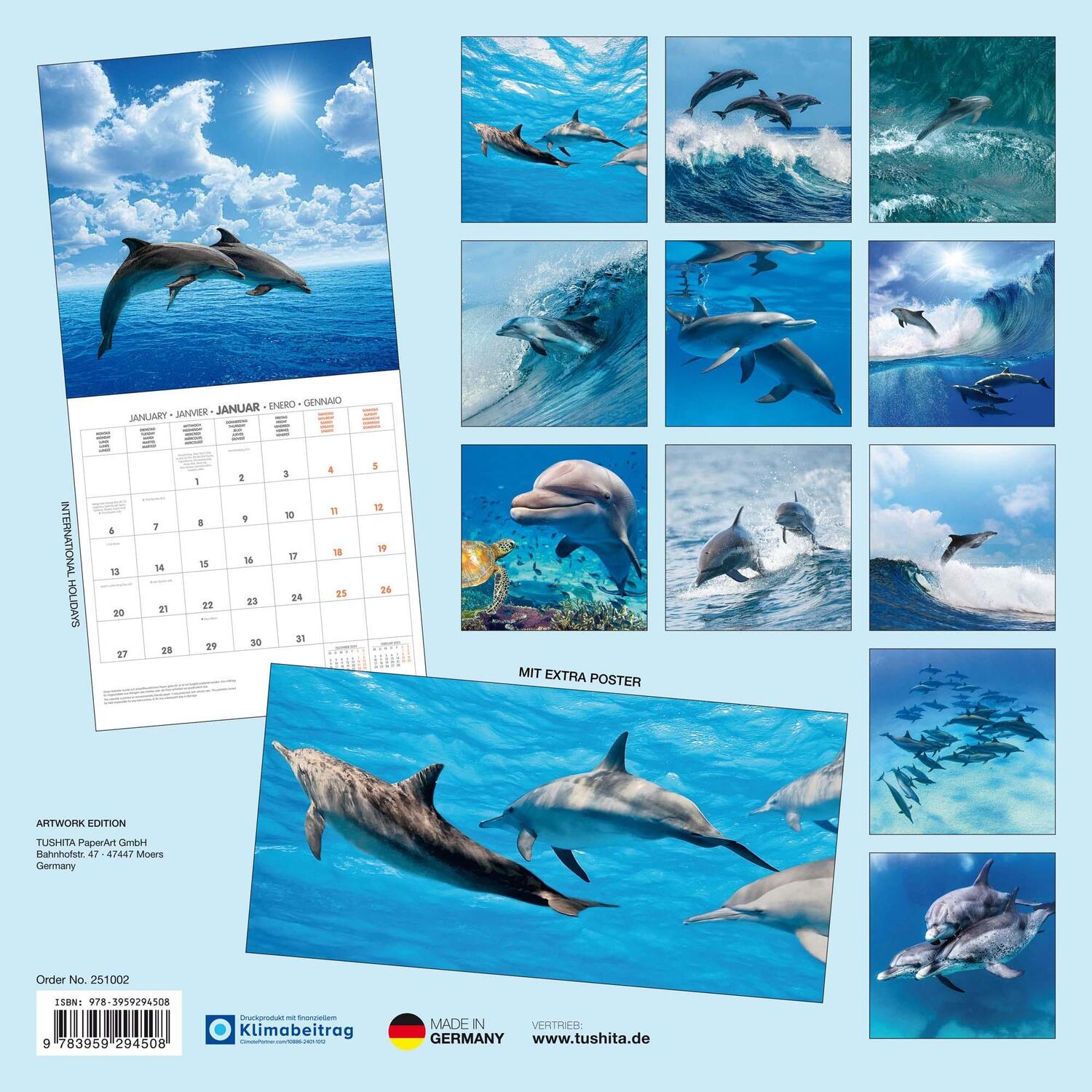 Rückseite: 9783959294508 | Dolphins/Delfine 2025 | Kalender 2025 | Kalender | Artwork Edition