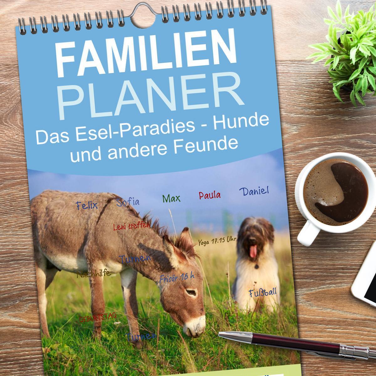 Bild: 9783457109502 | Familienplaner 2025 - Das Esel-Paradies - Hunde und andere Feunde...