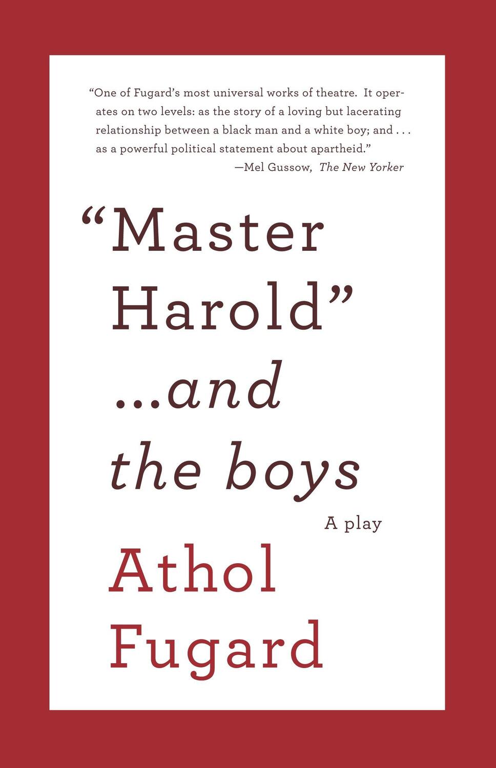 Cover: 9780307475206 | Master Harold ...and the Boys | A Play | Athol Fugard | Taschenbuch
