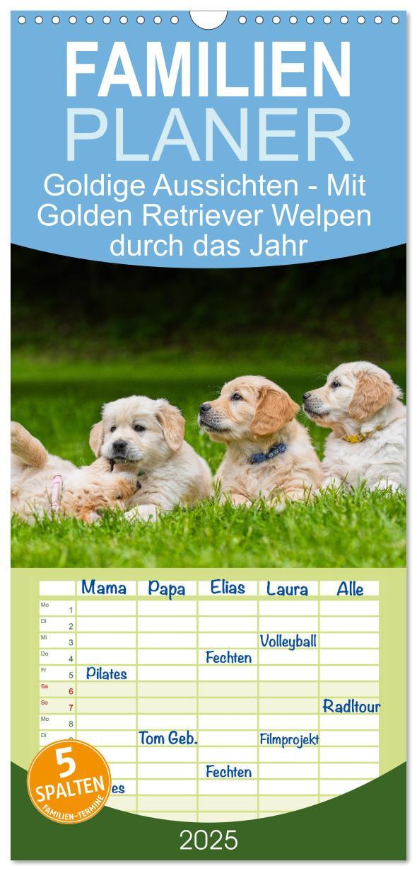 Cover: 9783457095133 | Familienplaner 2025 - Goldige Aussichten - Mit Golden Retriever...