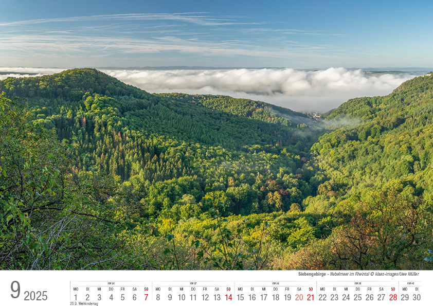 Bild: 9783965352100 | Siebengebirge 2025 Bildkalender A4 quer, spiralgebunden | Holger Klaes