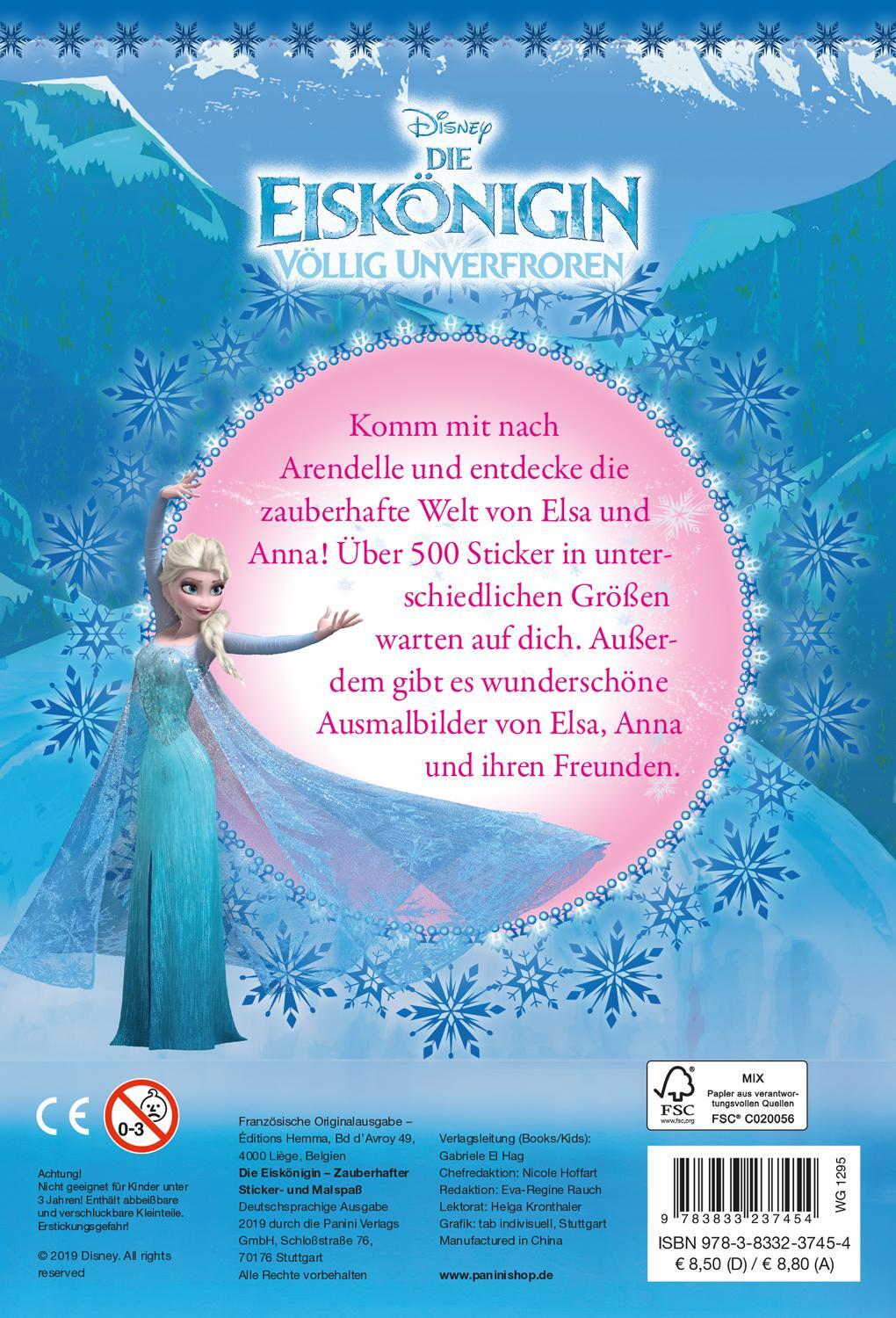 Rückseite: 9783833237454 | Disney Die Eiskönigin: Zauberhafter Sticker- und Malspaß | Taschenbuch
