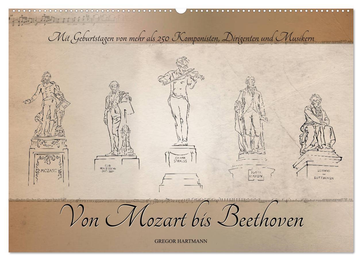 Cover: 9783435302581 | Von Mozart bis Beethoven (Wandkalender 2025 DIN A2 quer), CALVENDO...