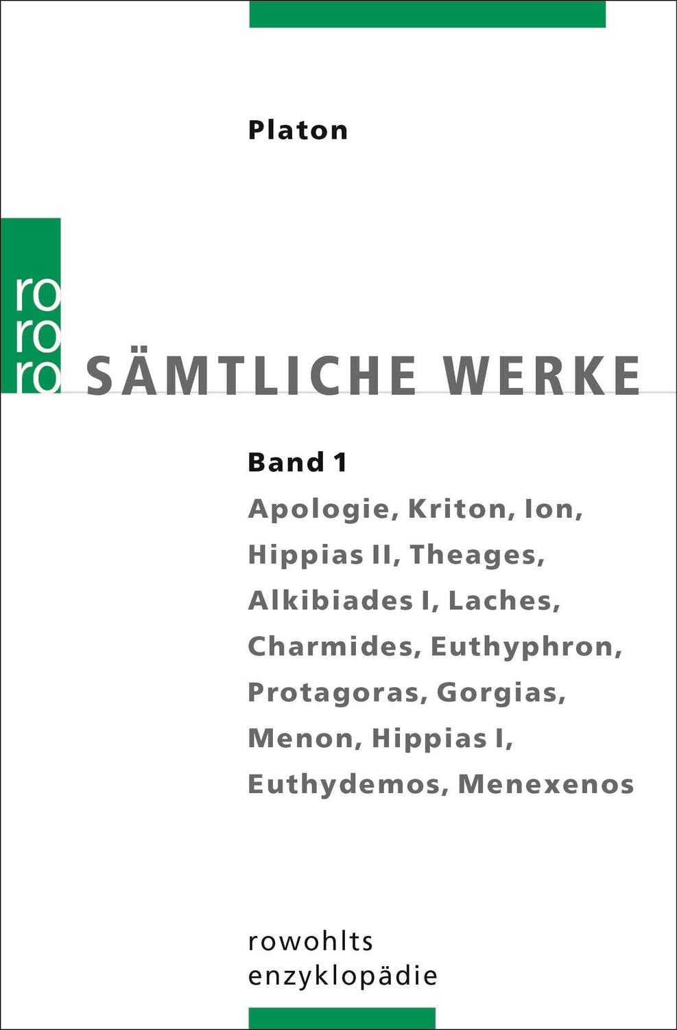 Cover: 9783499555619 | Sämtliche Werke 01 | Platon | Taschenbuch | Platon: Sämtliche Werke