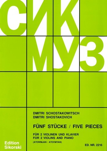 Cover: 9790003030142 | 5 Pieces For 2 Violins And Piano | Sikorski Edition