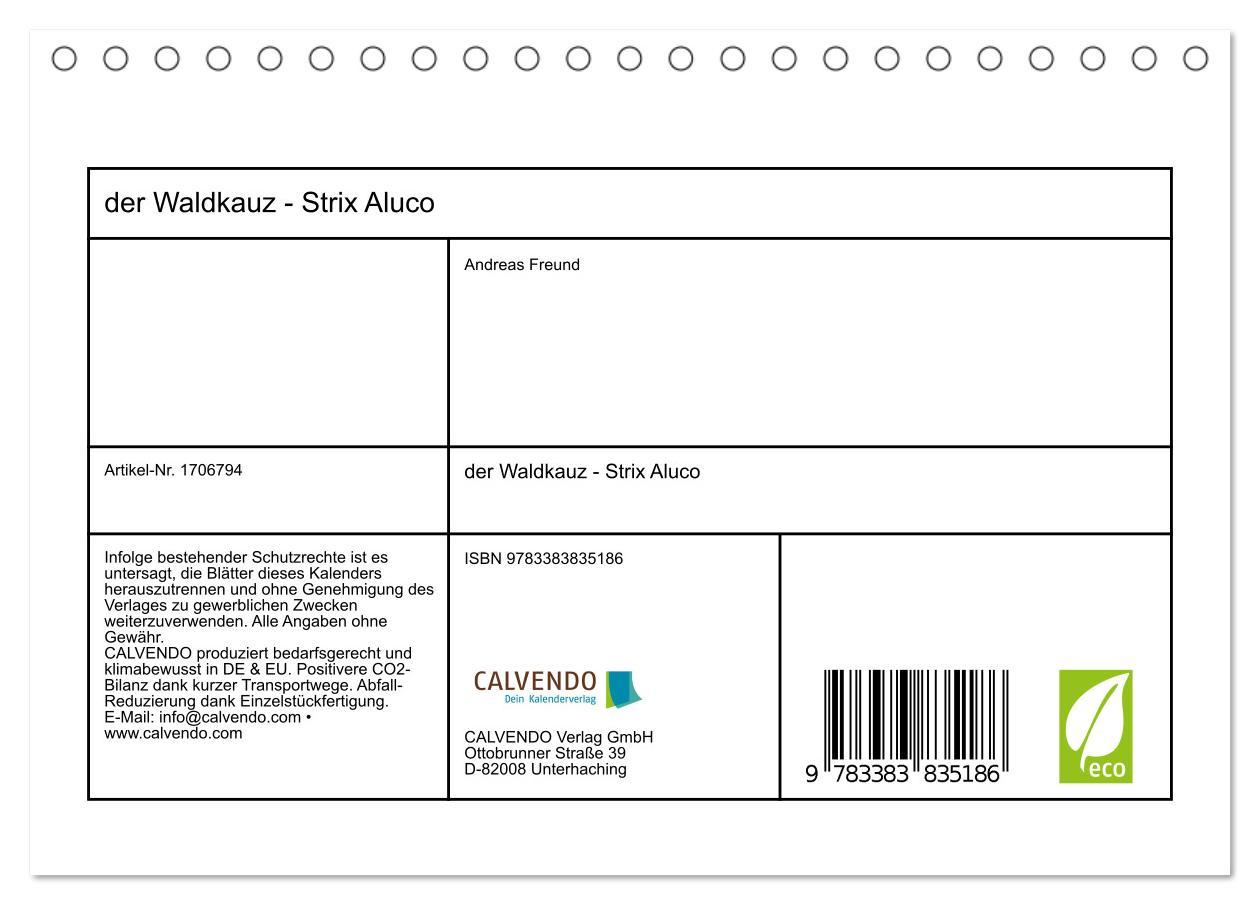 Bild: 9783383835186 | der Waldkauz - Strix Aluco (Tischkalender 2025 DIN A5 quer),...