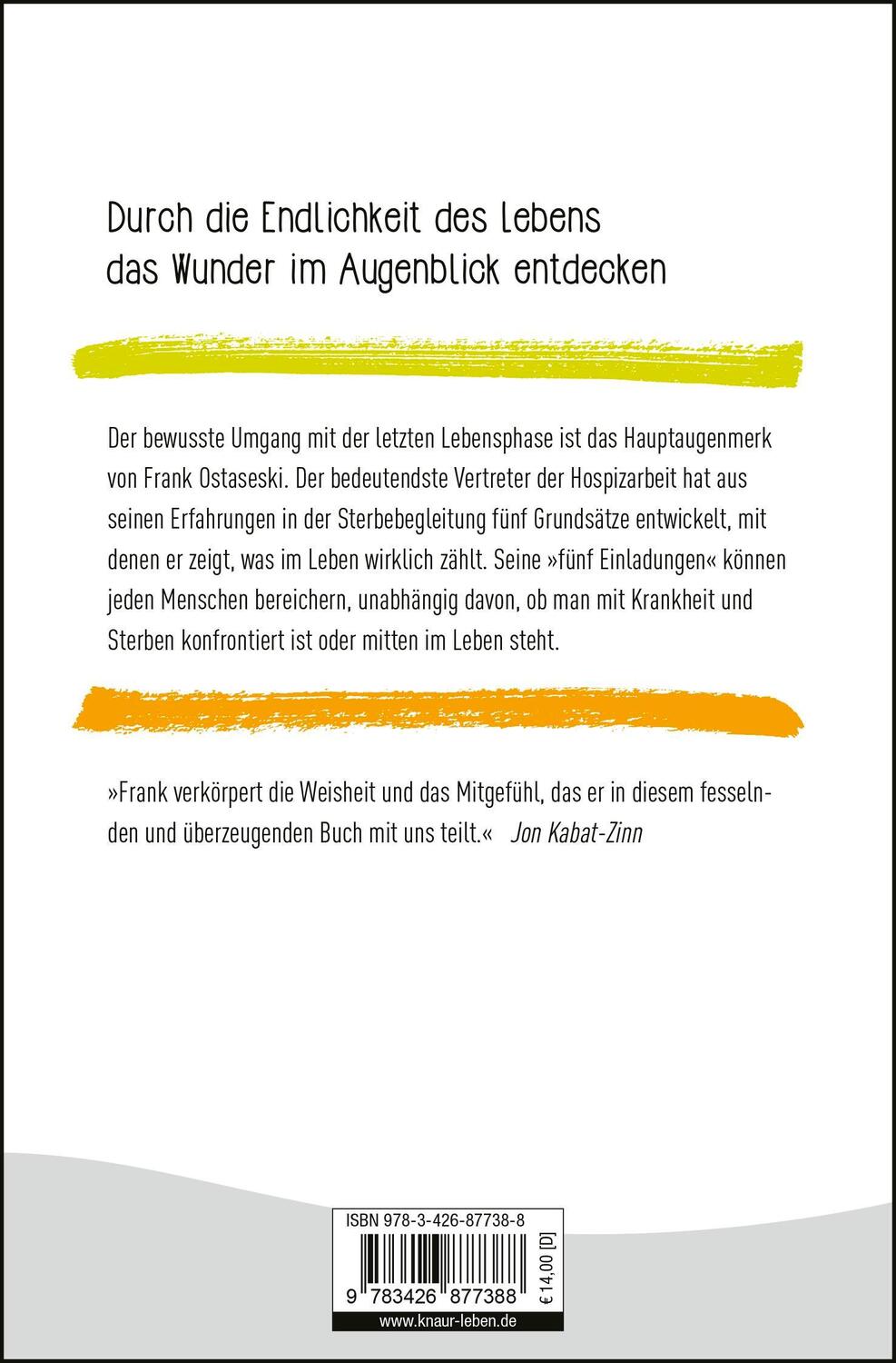 Rückseite: 9783426877388 | Die fünf Einladungen | Frank Ostaseski | Taschenbuch | 398 S. | 2022