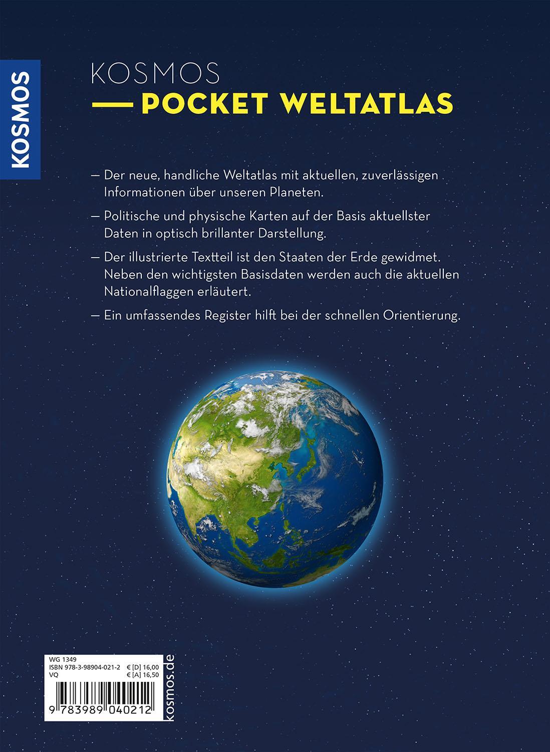 Rückseite: 9783989040212 | KOSMOS Pocket Weltatlas | Taschenbuch | 240 S. | Deutsch | 2024