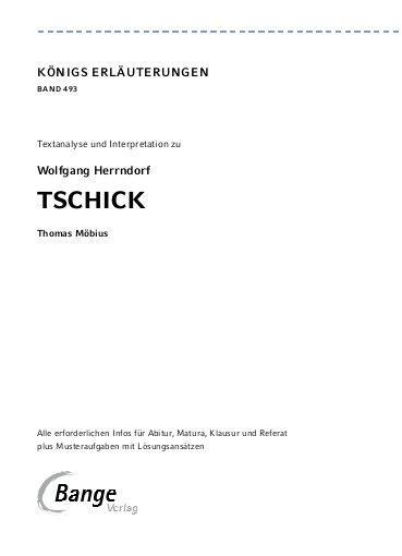 Bild: 9783804420786 | Tschick - Textanalyse und Interpretation | Wolfgang Herrndorf | Buch